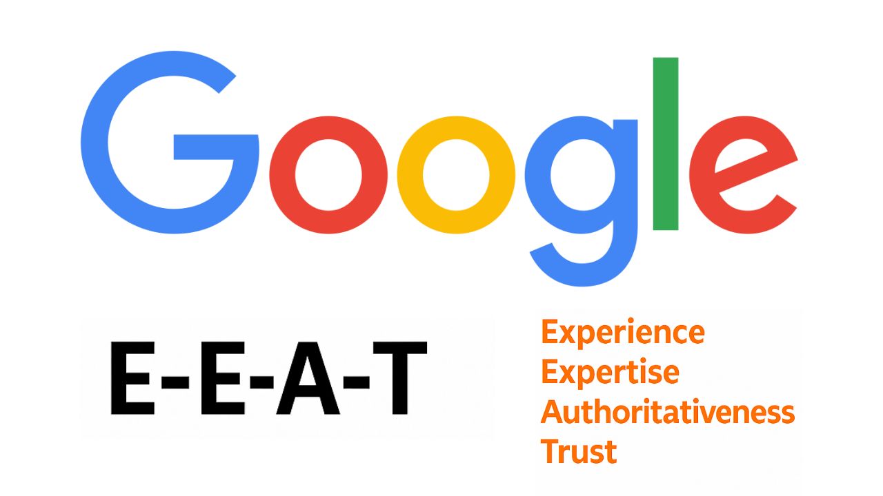 Google logo alongside E-E-A-T — Experience, Expertise, Authoritativeness, Trustworthiness — representing the core principles behind high-ranking, AI-visible content for Norfolk and East Anglia business websites.